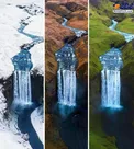 عکس/ آبشاری در ایسلند در ۳ فصل مختلف