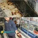 جوشش نفت پس از زلزله در یکی از مغازه‌های مسجد سلیمان/عکس