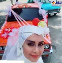 خانم بازیگر در لباس عروس با پیکان گوجه ای+عکس