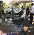تصادف وحشتناک BMW سری ٧ با اتوبوس در تهران +عکس