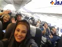 سلفی بامزه خانم بازیگر با مسافران هواپیما