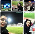 خانم بازیگر در استادیوم ابوظبی درحال تماشای بازی پرسپولیس و الوحده + عکس