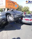 تصادف عجیب دو خودرو در ورامین+عکس