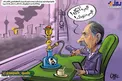 کاریکاتور/ دورکاری شهردار تهران پای قليون!