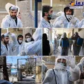 مداح معروف در حال ضدعفونی‌کردن بیمارستان/عکس