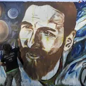 عکس/ نقاشی دیواری جالب به مناسیت ازدواج ستاره آرژانتینی