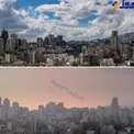 نمایی از تهران در یک روز با هوای پاک و یک روزِ آلوده‌
