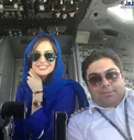 عکس خانم بازیگر و همسر خلبانش