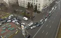 تصویر هوایی از صف پمپ بنزین در کی‌یف