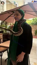 مار وحشتناک به دور گردن بازیگر زن ایرانی! +عکس