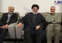 عکس/ سیدحسن نصرالله در کنار شهیدان حاج قاسم و حجازی