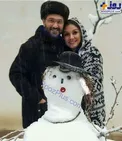 مجری و بازیگر مشهور تلویزیون و همسرش در برف+عکس