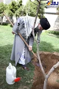 تصویری از رهبر انقلاب در روز درخت کاری