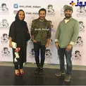 خانم و آقای بازیگر در کنار بنر نه به اعتیاد!