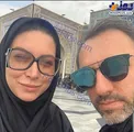 سلفی عینکی فریبا نادری و همسرش در حرم امام رضا