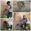 نجات گربه گیرافتاده داخل لوله آب باران ساختمان!+عکس