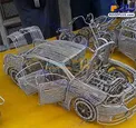 ساخت خودرو و موتورسیکلت تزئینی با سیم مسی/عکس