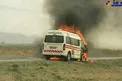 عکس/ آتش سوزی آمبولانس در جاده کاشمر مشهد