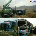 عکس/ واژگونی اتوبوس حامل توریست‌های آلمانی