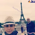 پوشش متفاوت خانم بازیگر و همسر معروفش در پاریس+ عکس