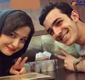 ژست جالب آقا و خانم بازیگر جوان در یک رستوران + عکس