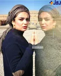 عکس آتلیه ای خانم بازیگر در یک جای تاریخی